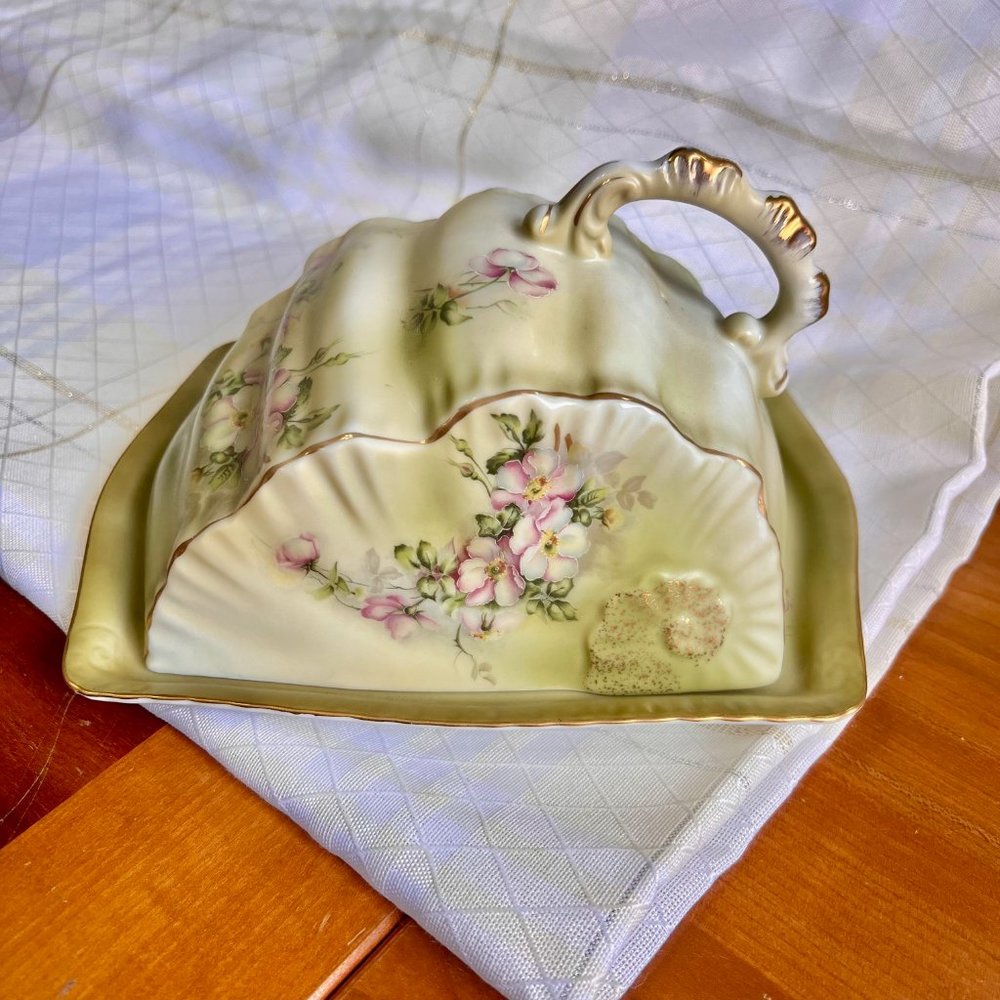 Nippon Vintage Butter Dish/Butter Dish, Vintage Porcelain Floral Home Decor